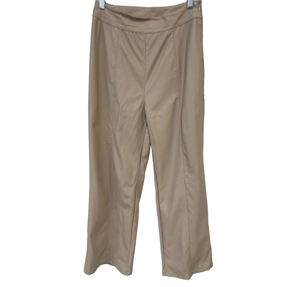 Venti 6 Faux Leather Pant Size Medium Straight Leg Neutral Career Office Preppy